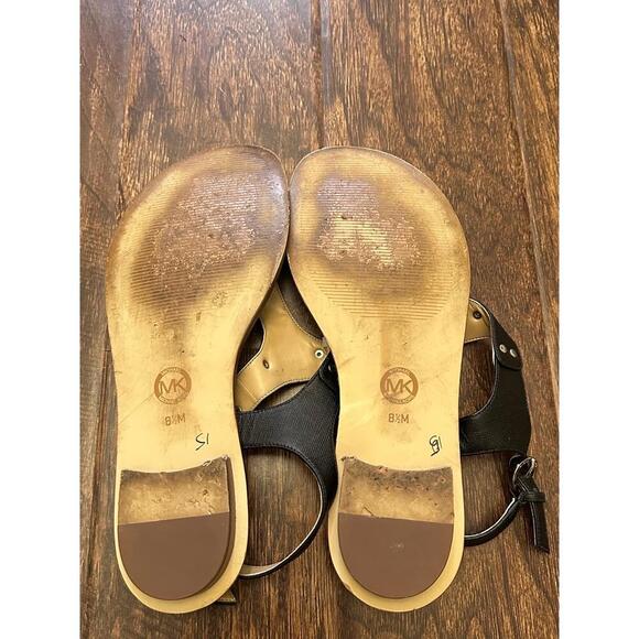 MICHAEL KORS Womens 8.5M Black Thong Flat Sandals MK Logo Casual Summer - Picture 7 of 7